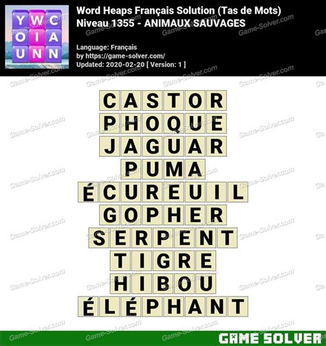 Solution Wordalot Niveau 1355 .